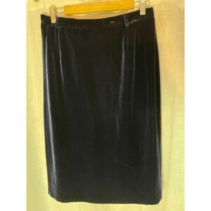 Vintage Mondi Midi Skirt Navy Rayon/Silk Velvet Size Med. Evening‎ Holiday EUC